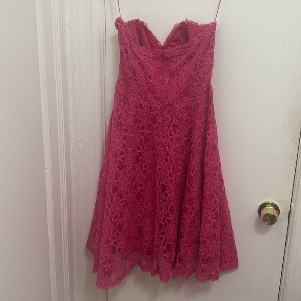 Neiman Marcus Strapless Pink Lace Dress - Picture 4 of 14